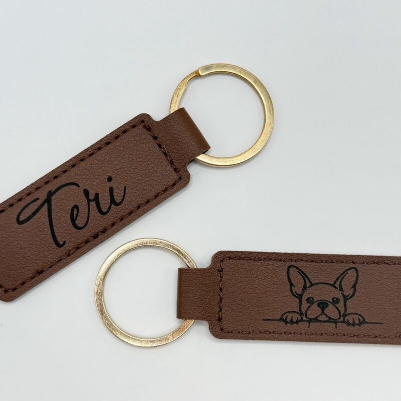 French Bulldog PU Leather Keychain | Laser Engraved